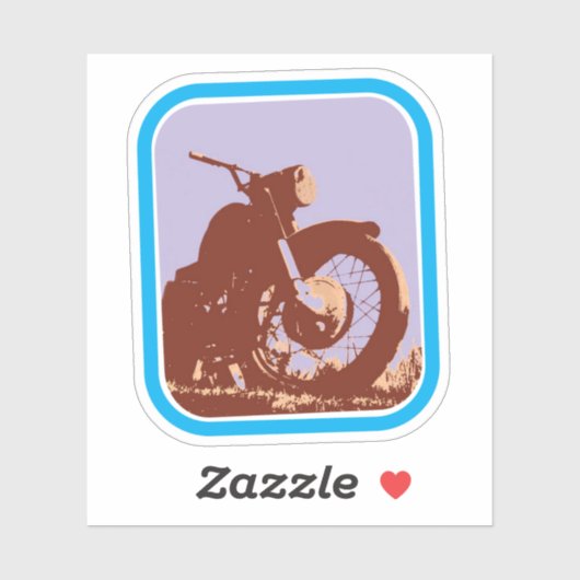  motorfiets retro pop art stijl met rand sticker (Vel)