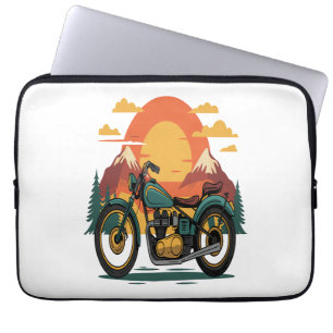 Motorfiets Retro Zonsondergang Laptop Sleeve