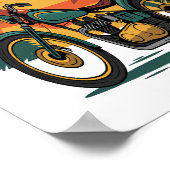 Motorfiets Retro  Zonsondergang Poster (Hoek)