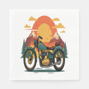 Motorfiets Retro Zonsondergang Servet