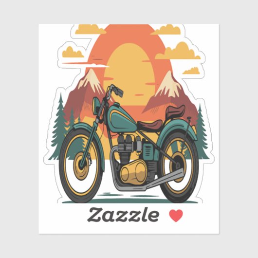 Motorfiets Retro  Zonsondergang Sticker (Vel)