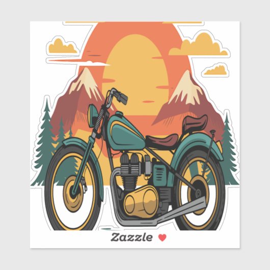 Motorfiets Retro  Zonsondergang Sticker (Vel)