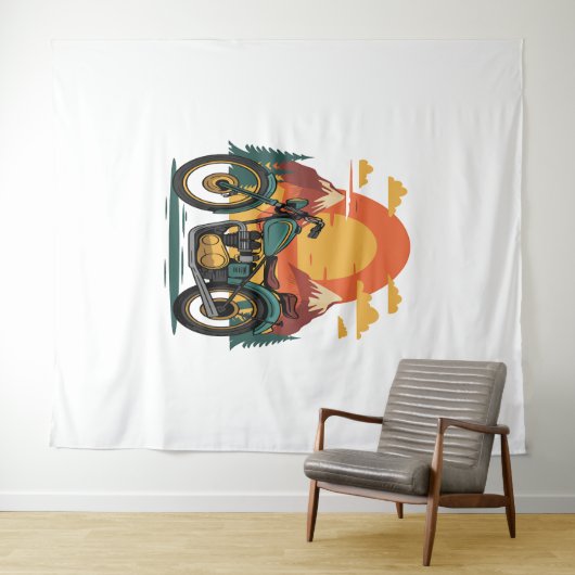 Motorfiets Retro  Zonsondergang Wandkleed (In Situ (horizontaal))