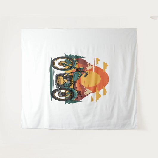 Motorfiets Retro Zonsondergang Wandkleed (Voorkant (horizontaal))