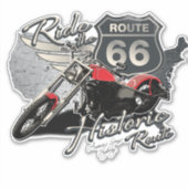 Motorfiets rijdt de historische route 66 Amerikaan Sticker (Voorkant)