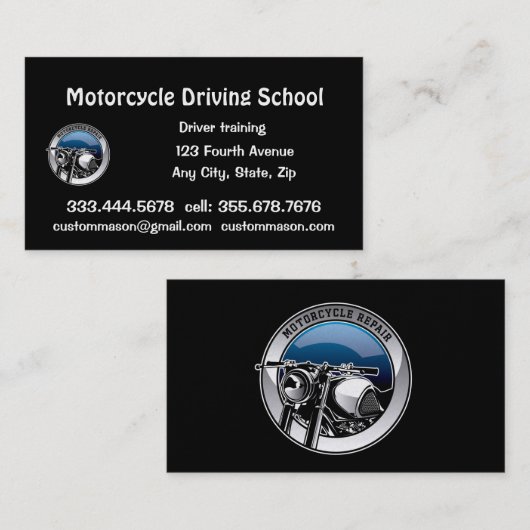 Motorfiets rijschool lessen visitekaartje (Voorkant / Achterkant)