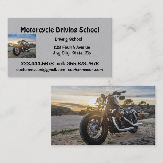 Motorfiets rijschool lessen visitekaartje (Voorkant / Achterkant)