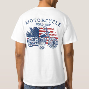Motorfiets Road Trip Route 66 USA Vlag T-Shirt