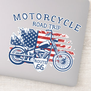 Motorfiets roadtrip Route 66 USA Vlag Sticker