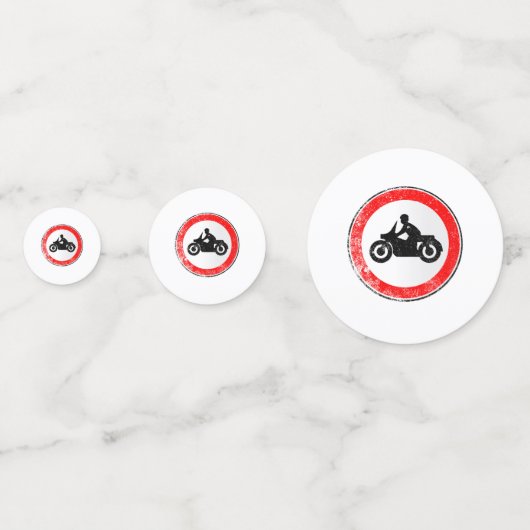 Motorfiets Ronde Verkeersbord Grunge Confetti (Voorkanten)