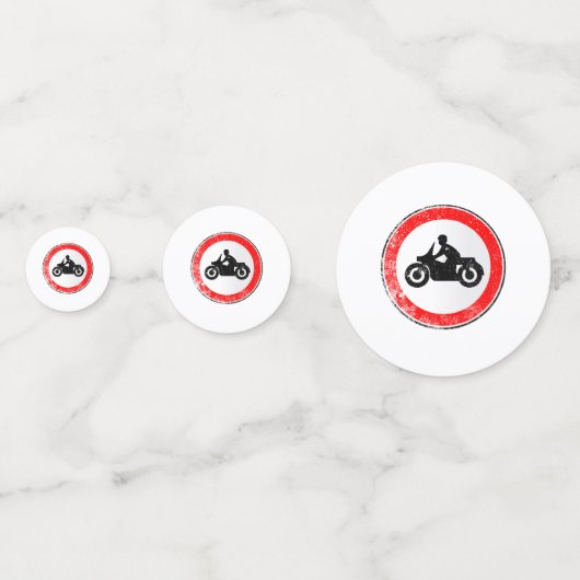 Motorfiets Ronde Verkeersbord Grunge Confetti (Achterkanten)