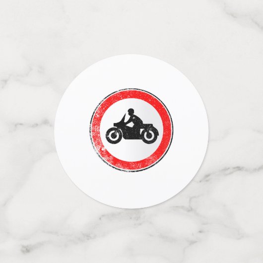 Motorfiets Ronde Verkeersbord Grunge Confetti (Kleine voorkant)