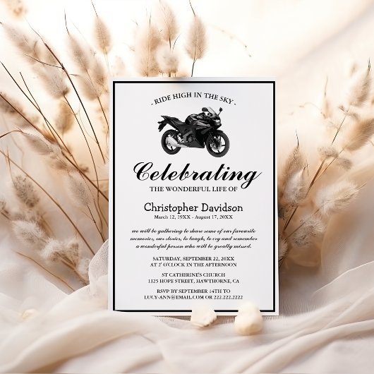 Motorfiets rouwkaart | Levensviering condoleance Kaart