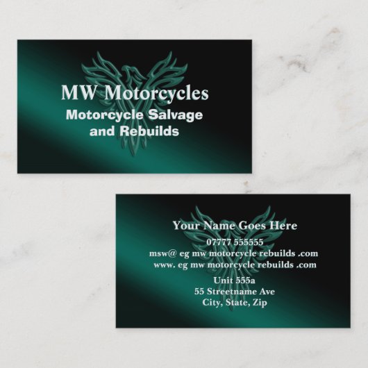 Motorfiets Salvage and Rebuilds, Phoenix Rising Visitekaartje (Voorkant / Achterkant)