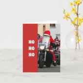 Motorfiets Santa Claus Ho Ho Ho Kaart (Gele Bloem)