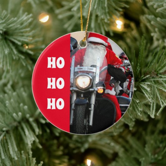 Motorfiets Santa Claus Ho Ho Ho Keramisch Ornament (Boom)