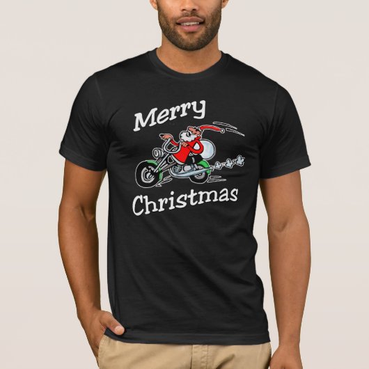 Motorfiets Santa Dark T-Shirt (Voorkant)