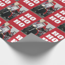 Motorfiets Santa foto met Ho Ho Ho Cadeaupapier