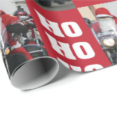 Motorfiets Santa foto met Ho Ho Ho Cadeaupapier (Rol Hoek)