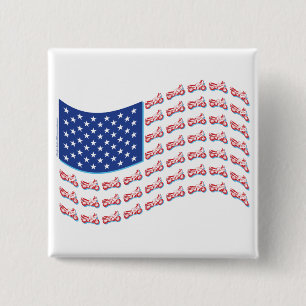 Motorfiets-schaduw-vlag-golf Vierkante Button 5,1 Cm