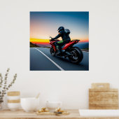 Motorfiets Schilderachtige Route Uitzicht Voor Rij Poster (Keuken)