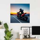 Motorfiets Schilderachtige Route Uitzicht Voor Rij Poster (Thuiskantoor)