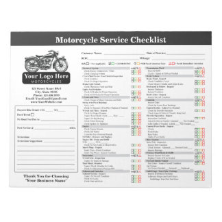 Motorfiets Service Checklist 8.5x11 Liggend Notitieblok