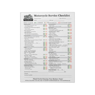Motorfiets Service Checklist 8.5x11 Notitieblok