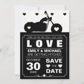 Motorfiets Silhouet Zwart & Wit Save the Date (Voorkant)