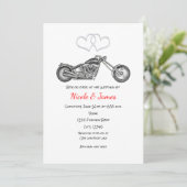 Motorfiets & Silver Hearts Biker Bruiloft Kaart (Staand voorkant)