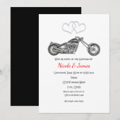 Motorfiets & Silver Hearts Biker Bruiloft Kaart (Voorkant / Achterkant)