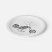 Motorfiets & Silver Hearts Biker Bruiloft Papieren Bordje (Gekanteld)