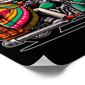 Motorfiets Skeleton Biker Mexicaanse Sombrero Cinc Poster (Hoek)