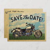 Motorfiets sparen de datum  fietsbruiloft aankondigingskaart (Voorkant / Achterkant)