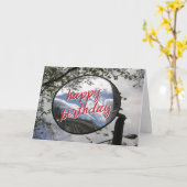 Motorfiets Spiegel Biker Verjaardag Kaart (Gele Bloem)