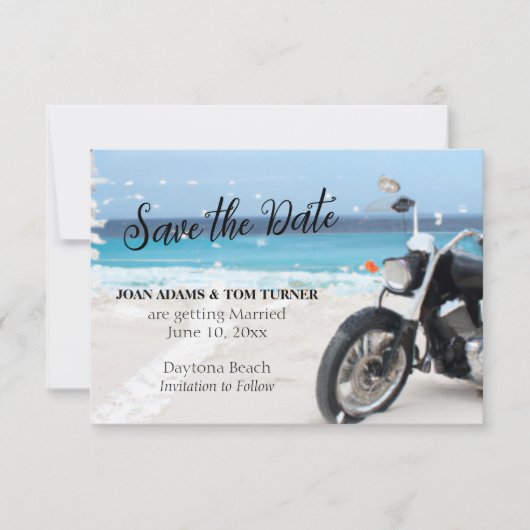 Motorfiets Strand 3.5" x 5" Platte Save The Date K (Voorkant)