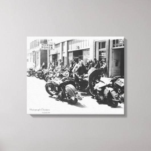 Motorfiets "Street Rally" Wall Art uit 1940 Canvas Afdruk (Voorkant)