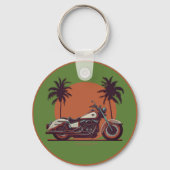 Motorfiets Sunset Beach Cool Classic Biker Sleutelhanger (Achterkant)