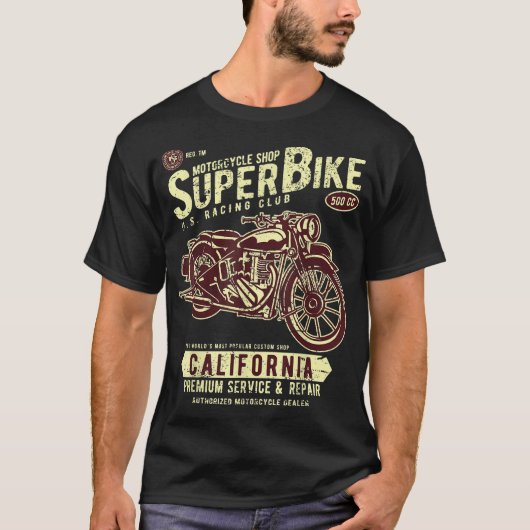 Motorfiets Super Bike Custom Classic Bike Shop Vin T-shirt (Voorkant)