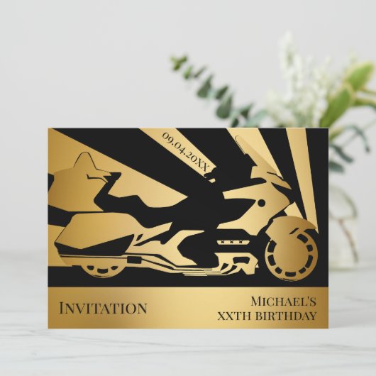 Motorfiets-thema verjaardag of een evenement Uitno Kaart (Staand voorkant)