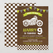 Motorfiets thema verjaardagsfeestje uitnodiging (Voorkant / Achterkant)