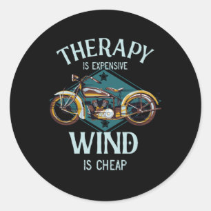 Motorfiets Therapie Wind  Biker Gift Ronde Sticker