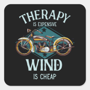 Motorfiets Therapie Wind  Biker Gift Vierkante Sticker