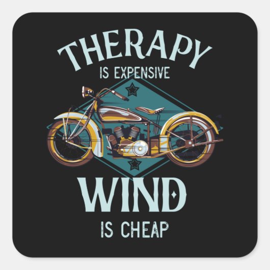 Motorfiets Therapie Wind Biker Gift Vierkante Sticker (Voorkant)