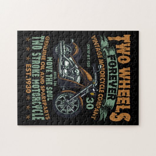 Motorfiets twee wielen voor  legpuzzel (Horizontaal)