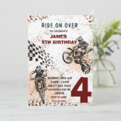 Motorfiets uitnodiging Dirt Bike Party uitnodiging (Staand voorkant)