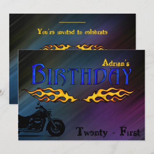 Motorfiets-uitnodiging Kaart (Voorkant / Achterkant)
