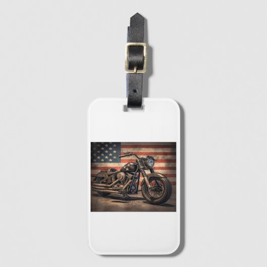 Motorfiets USA Flag Retro Biker Bagagelabel (Voorkant (verticaal))
