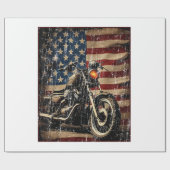 Motorfiets USA Flag Retro Biker Cadeaupapier (Vlak)