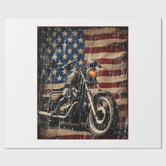 Motorfiets USA Flag Retro Biker Cadeaupapier (Vlak)